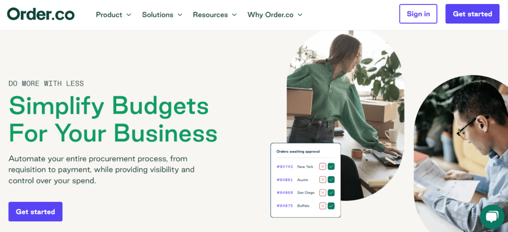 order.co homepage
