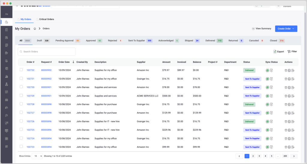 Purchase Order Dashboard